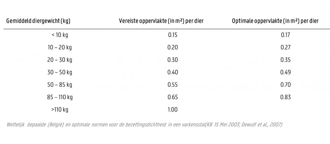 Normen bezettingsdichtheid varkens