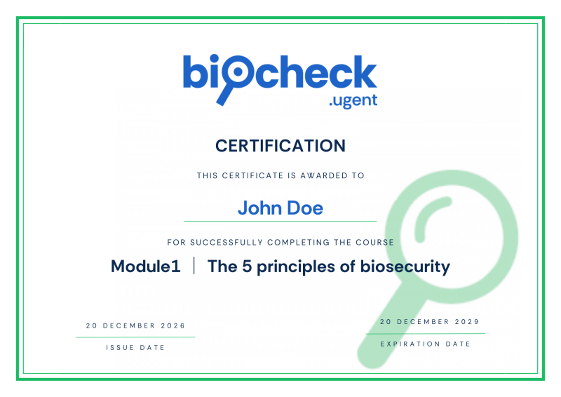 Sample training certificate